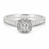 9ct White Gold Baguette Side Diamond Ring 1102146