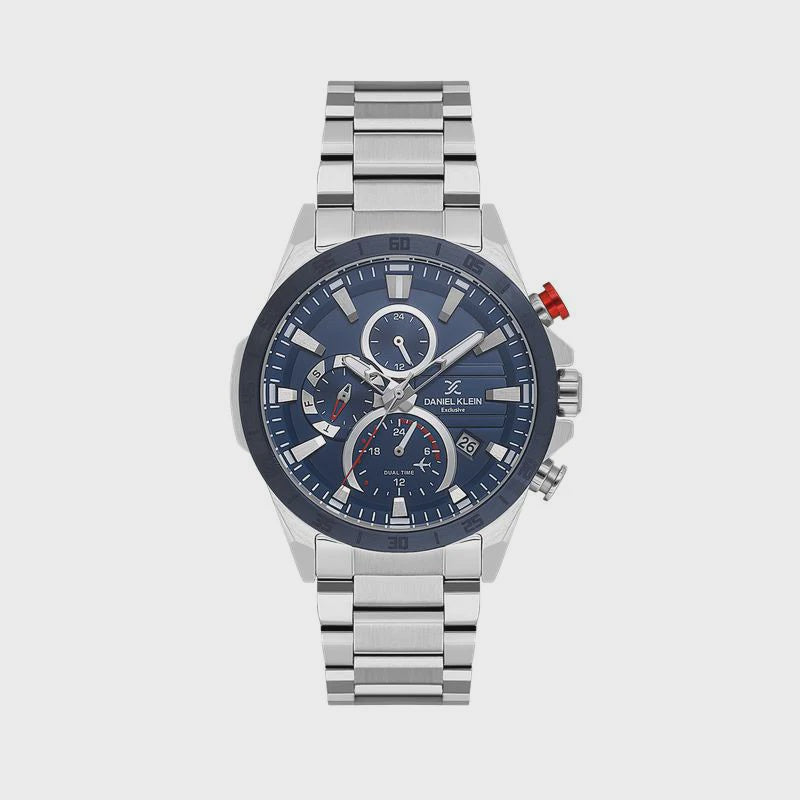 Daniel Klein DK113992-2 quartz chronograph watch with blue dial and stainless steel bracelet