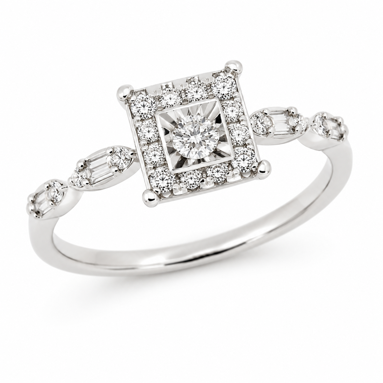 9ct White Gold 4 Claw Diamond Engagement Ring 1102205