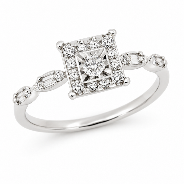 9ct White Gold 4 Claw Diamond Engagement Ring 1102205