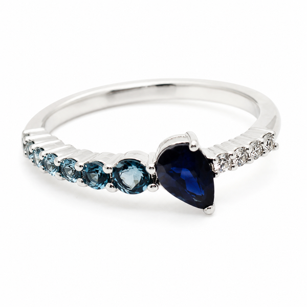 9ct White Gold Pear Tanzanite Diamond Engagement Band 1102310