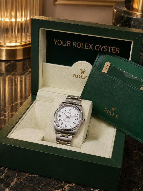 Rolex Air-King Automatic White Dial Stainless Steel Watch with Fluted Bezel (114234)