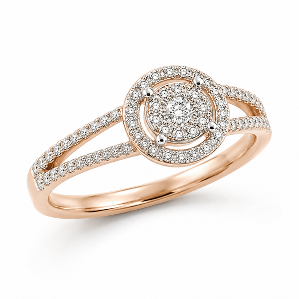 9ct Rose Gold 4 Claw Cluster Diamond Engagement Ring 1101953