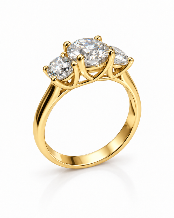 9ct Yellow Gold 1.8ct Three Stone Lab Grown Diamond Ring - Cassim & Co South Africa