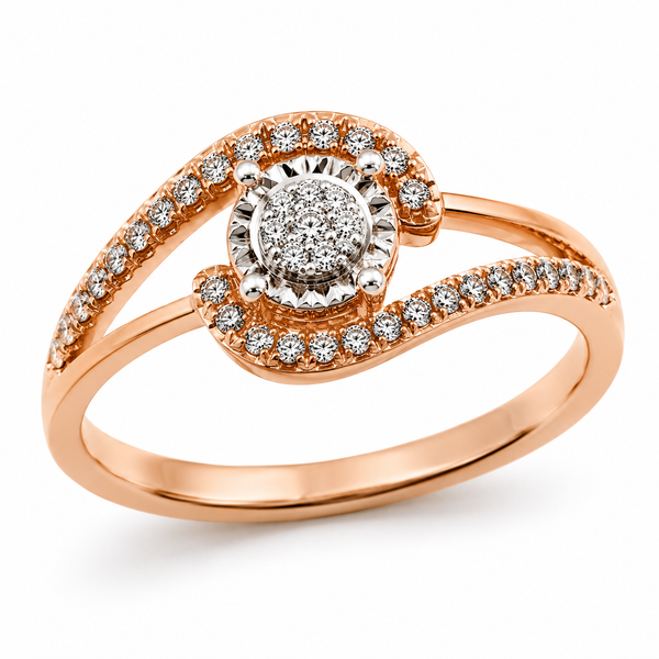 9ct Rose Gold Cluster Diamond Engagement Ring 1102045