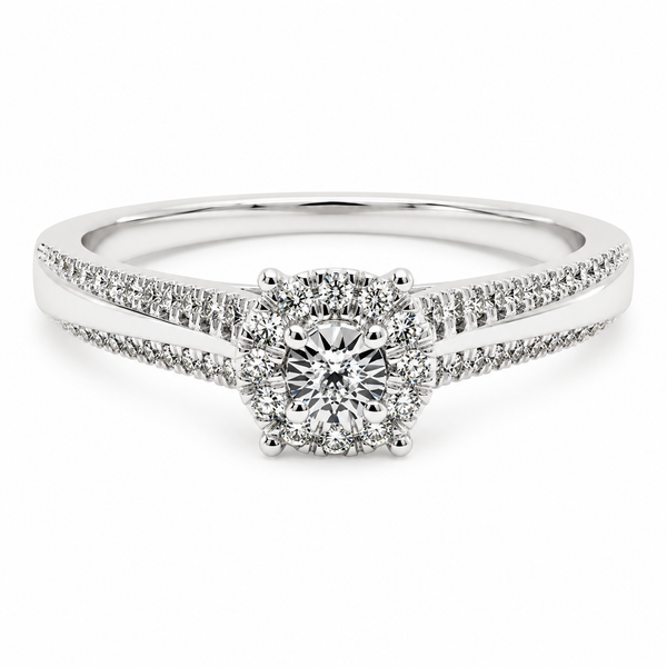 9ct White Gold Round Cluster Diamond Engagement Ring 1102294