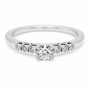 9ct white gold diamond engagement ring with round brilliant centre stone and shoulder diamonds in double claw setting