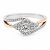 9ct Two Tone Cluster Diamond Engagement Ring 1102149