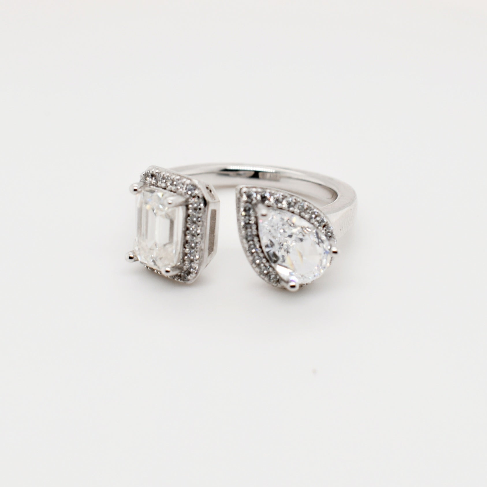 Baguette & Pear  Moissanite Ring