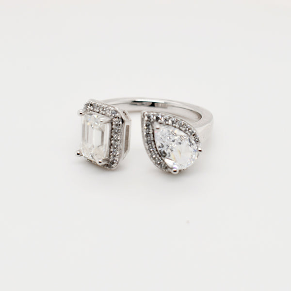 Baguette & Pear  Moissanite Ring