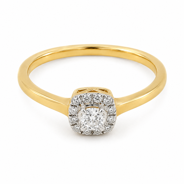 9ct Yellow Gold Cushion Engagement Diamond Ring 1102069