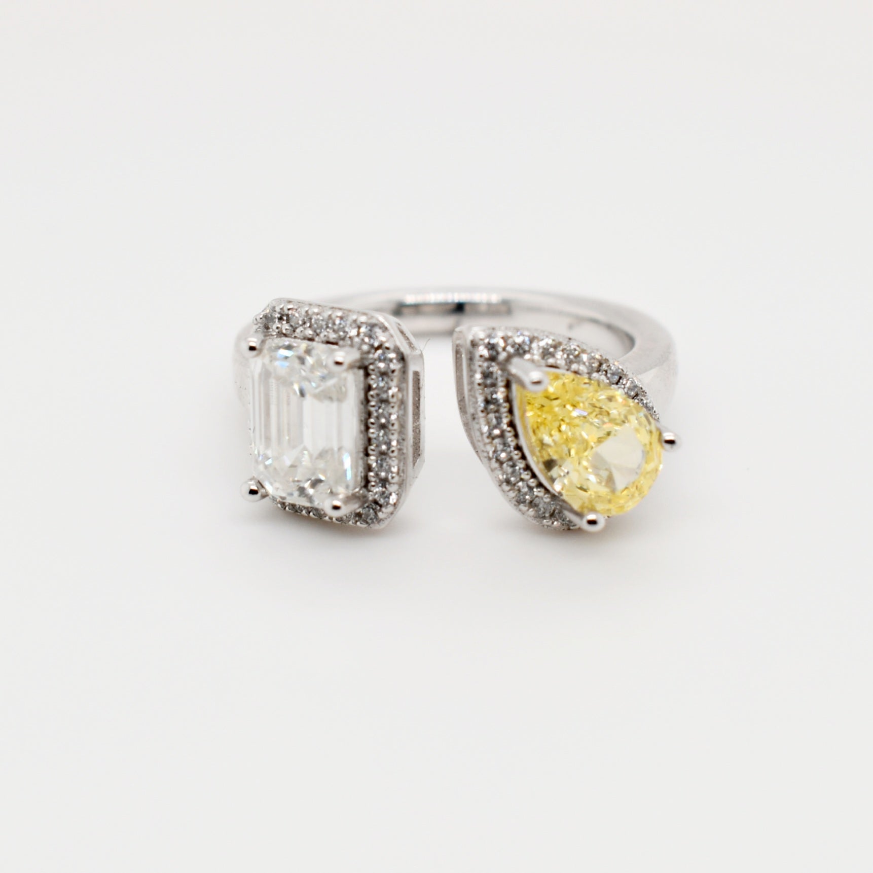 Baguette & Yellow Pear Moissanite Ring