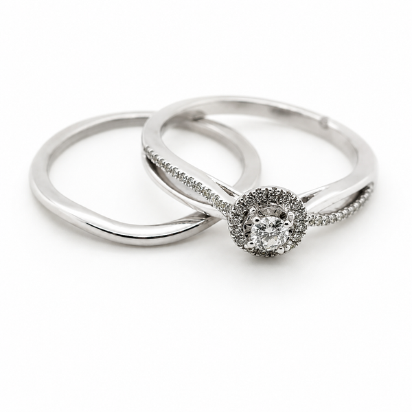 9ct White Gold 4 Claw Cluster Diamond Engagement Ring 1102119