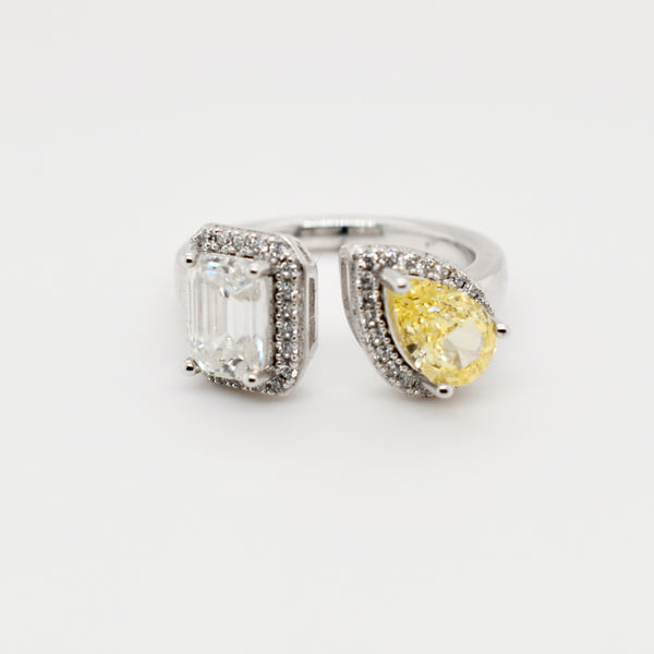 Baguette & Yellow Pear Moissanite Ring