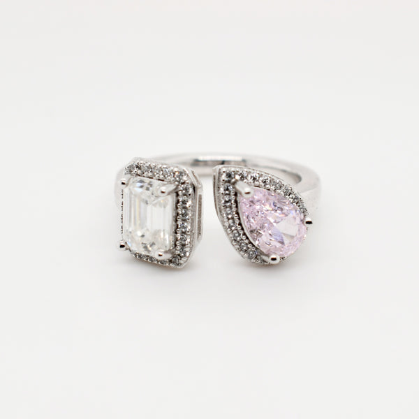 Baguette & Pink Pear Moissanite Ring