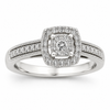 9ct White Gold Halo Cushion Cut Diamond Ring 1101958
