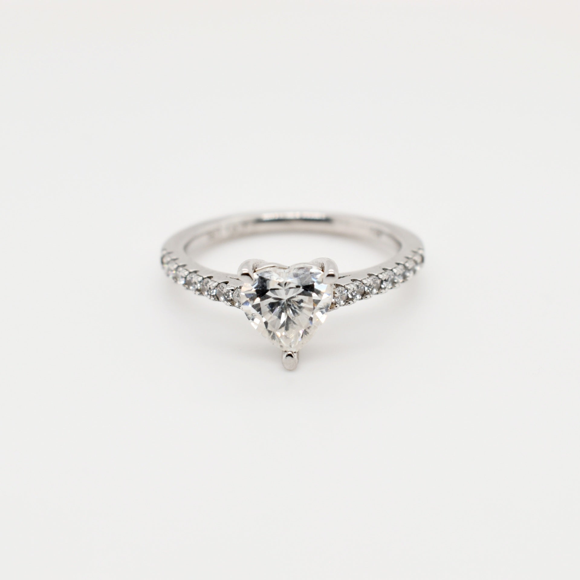 1ct Heart Solitaire Moissanite Ring