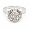 9ct white gold diamond cluster halo engagement ring with round brilliant and baguette-cut diamonds by Cassim & Co Johannesburg