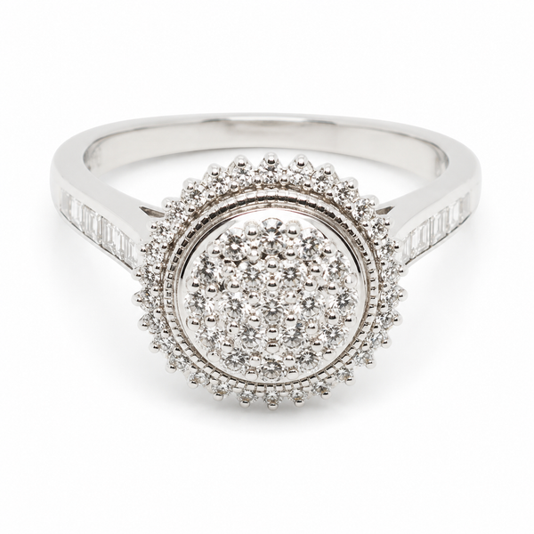 9ct White Gold Cluster Halo Diamond Engagement Ring 1102178