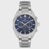 Daniel Klein Exclusive quartz chronograph with blue dial, applied indices, three subdials and steel bracelet
