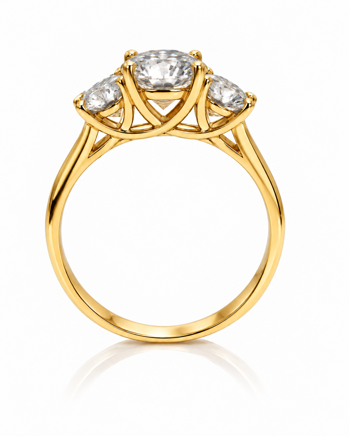 9ct Yellow Gold 1.8ct Three Stone Lab Grown Diamond Ring - Cassim & Co South Africa