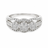9ct white gold diamond cluster engagement ring with three-stone halo design and pavé split shank band from Cassim & Co Johannesburg