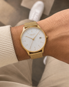 Obaku V298GDGWMG Quartz White Dial Gold-Tone Stainless Steel Mesh Watch (V298GDGWMG)