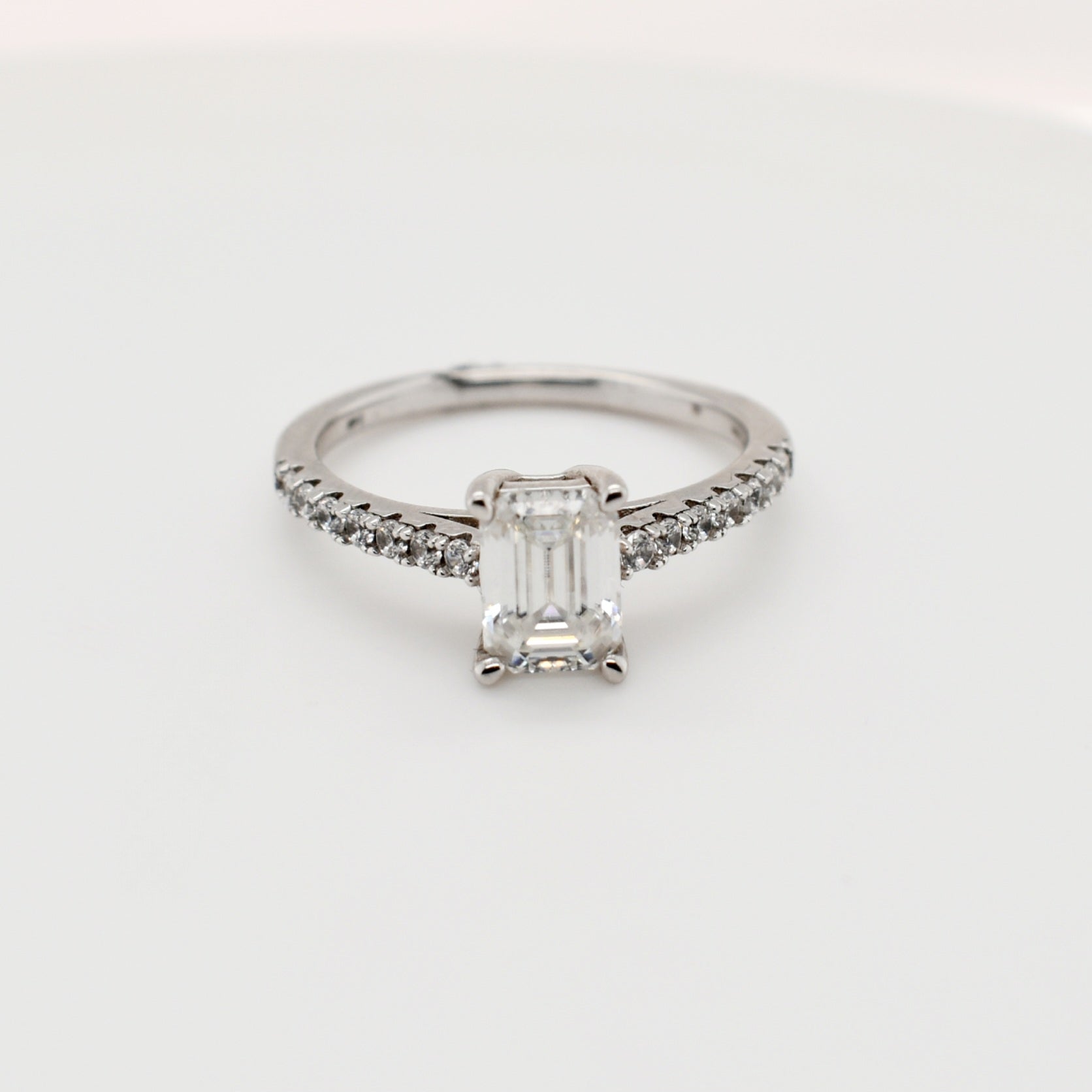 1ct Emerald Solitaire Moissanite Ring