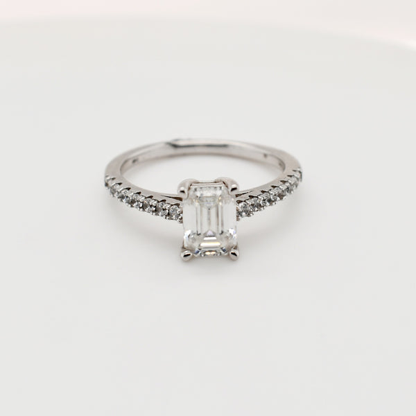 1ct Emerald Solitaire Moissanite Ring