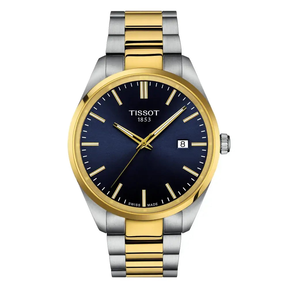 Tissot PR 100 40mm blue dial two-tone stainless steel quartz watch