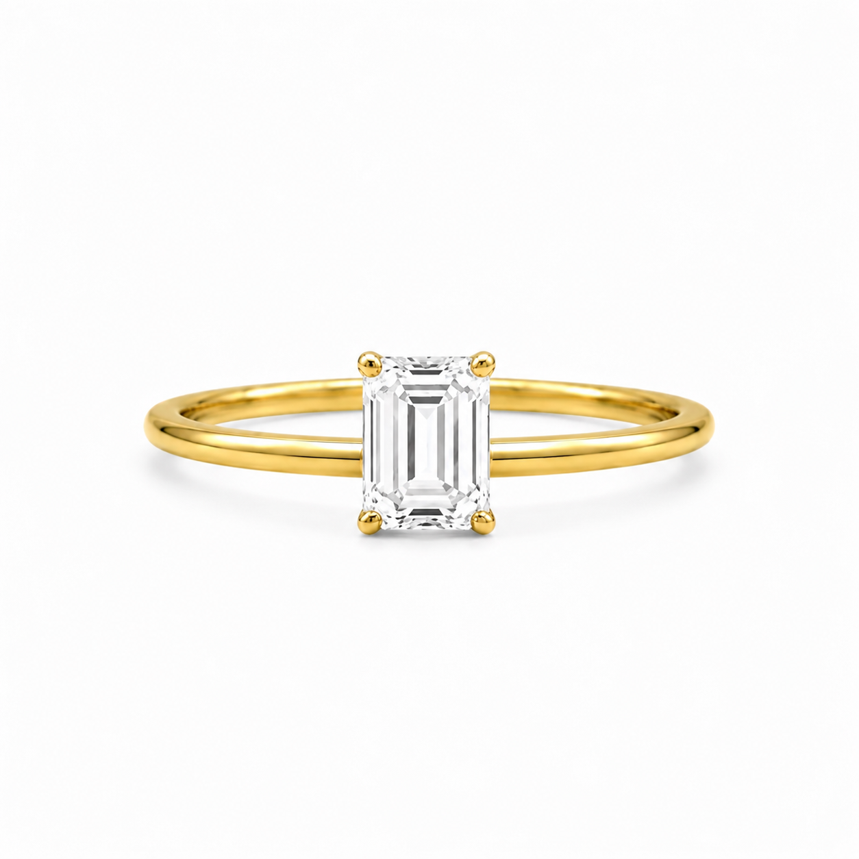 9ct Yellow Gold 0.50ct Emerald Cut Lab Grown Diamond Ring