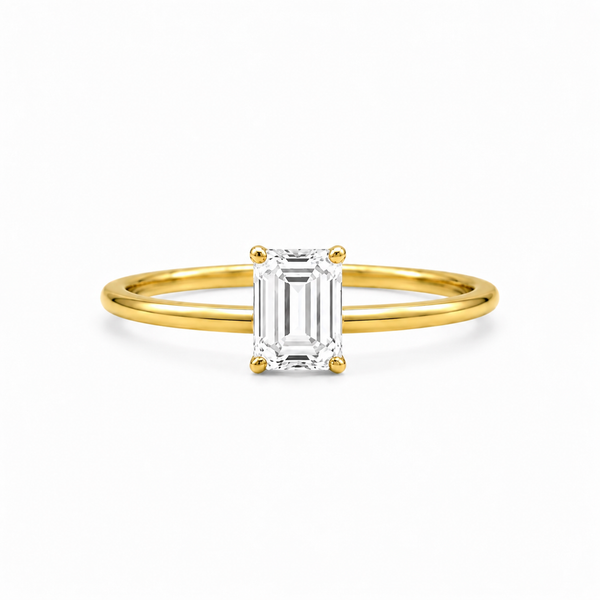9ct Yellow Gold 0.50ct Emerald Cut Lab Grown Diamond Ring