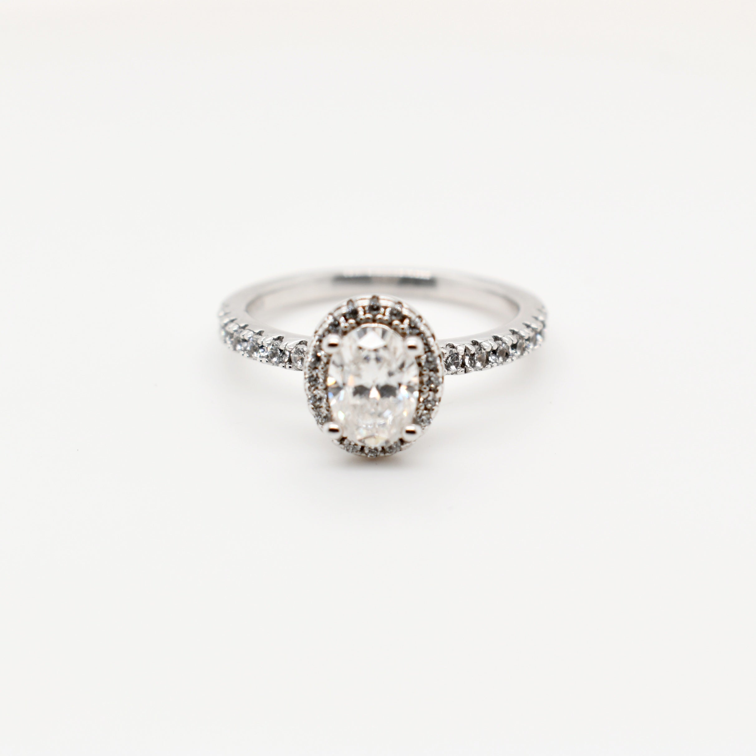 1ct Oval Halo Moissanite Ring