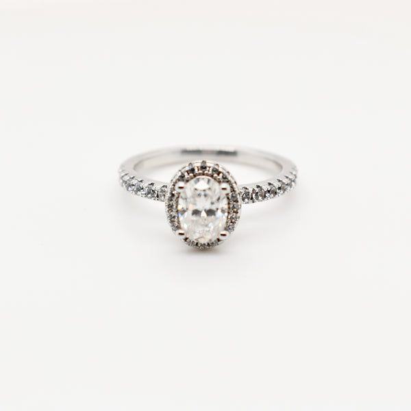 1ct Oval Halo Moissanite Ring