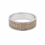 18ct two tone white and yellow gold diamond pavé eternity ring with five rows of brilliant cut diamonds