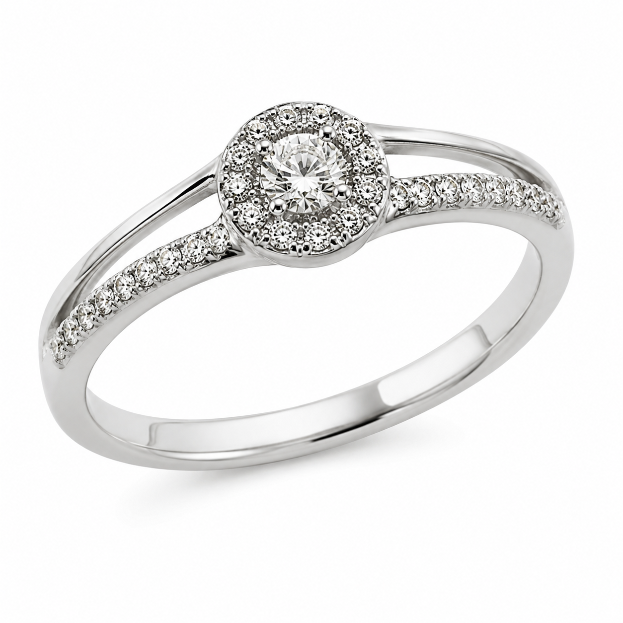 9ct White Gold Halo Diamond Engagement Ring 1102003