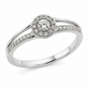 9ct White Gold Halo Diamond Engagement Ring 1102003