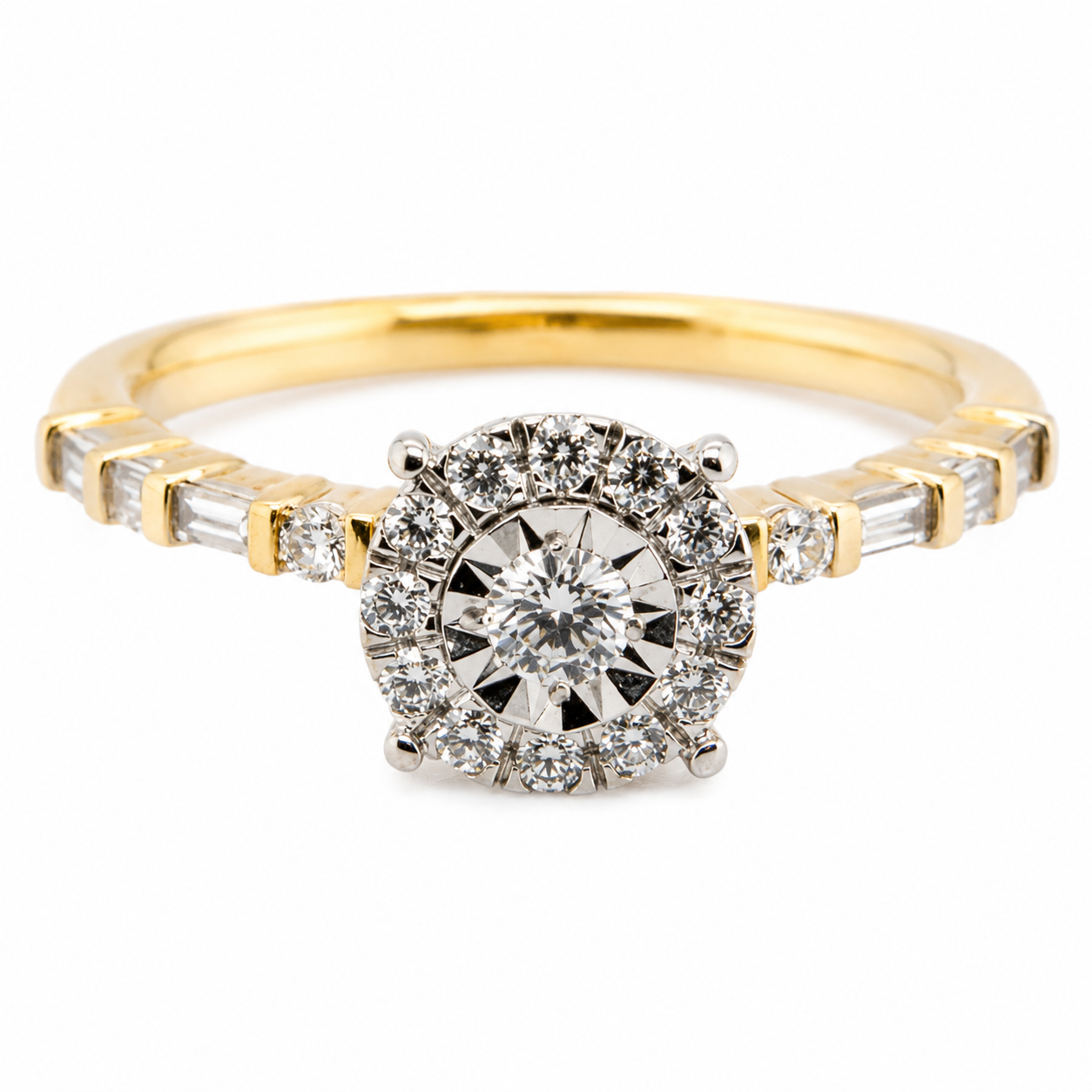 9ct Yellow Gold 4 Claw Round Diamond Engagement Ring 1102201