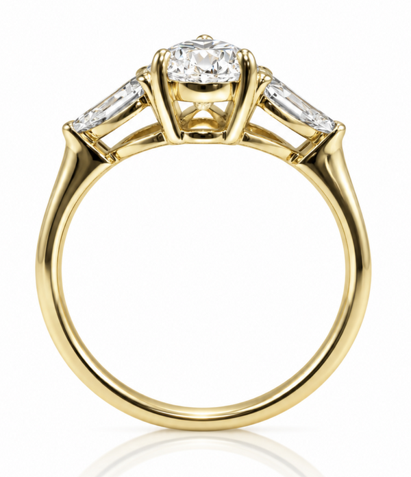 9ct Yellow Gold 1.5ct Pear Shape Lab Grown Diamond Cluster Engagement Ring (LR48)