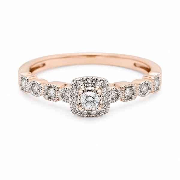 9ct Rose Gold Cluster Diamond Engagement Ring 1102152