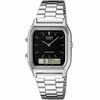 Casio AQ-230A Quartz Analogue-Digital Black Dial Stainless Steel Watch (AQ-230A-1DMQ)
