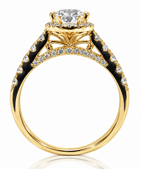 9ct Yellow Gold Oval Lab Grown Diamond Halo Engagement Ring (LR65)