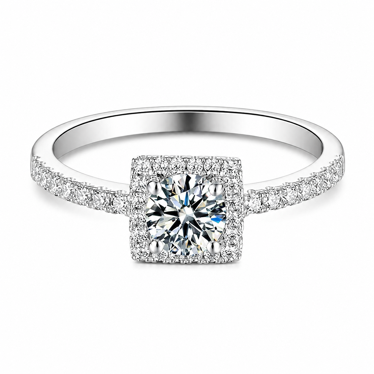 Square Halo 0.50ct Moissanite Ring – M17B - Cassim & Co South Africa
