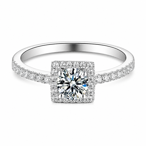 Square Halo 0.50ct Moissanite Ring – M17B