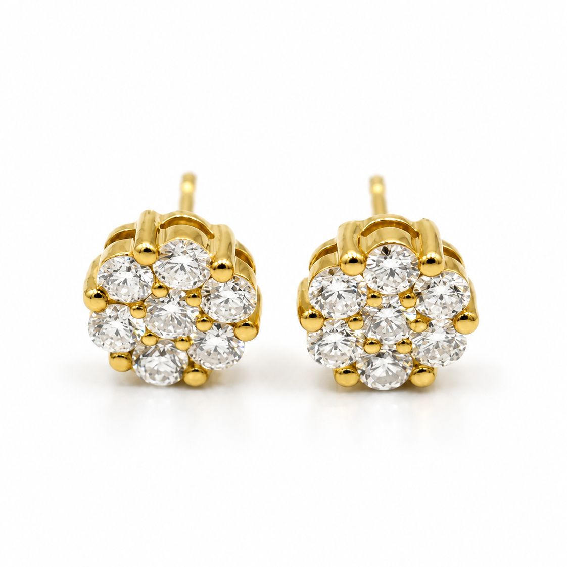 9ct Yellow Gold 1.00ct Flower Cluster Lab Grown Diamond Stud Earrings (2100428)