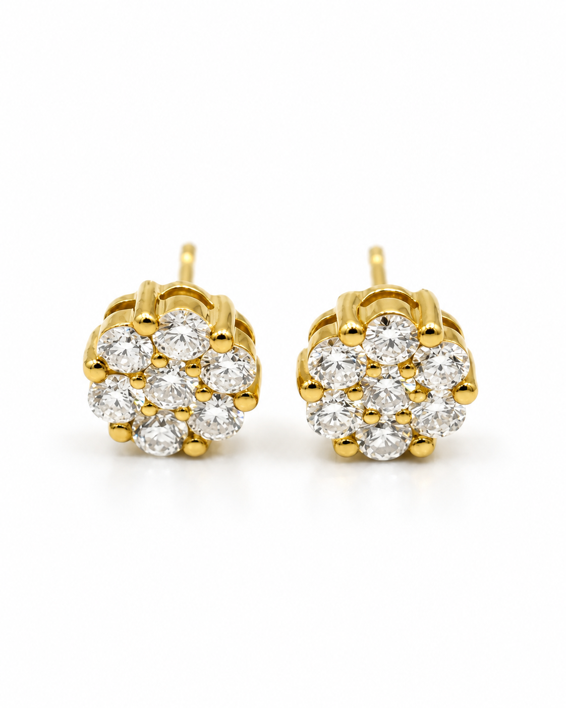 9ct Yellow Gold 1.00ct Flower Cluster Lab Grown Diamond Stud Earrings (2100428)