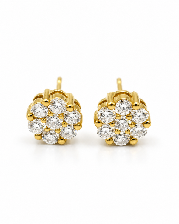 9ct Yellow Gold 1.00ct Flower Cluster Lab Grown Diamond Stud Earrings (2100428)