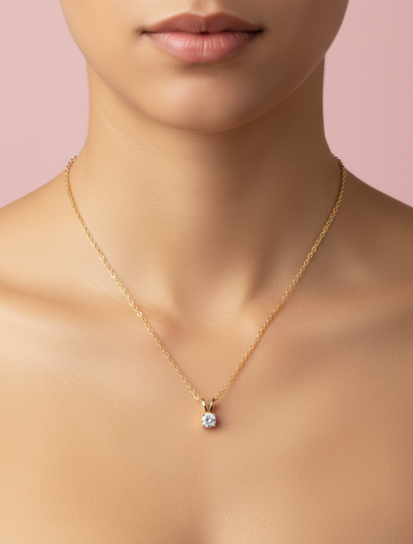 9ct Yellow Gold 0.50ct Round Lab Grown Diamond Solitaire Pendant Necklace (LP5)