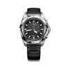 Image 1 (Front View): Victorinox I.N.O.X. Chronograph 241983 men's watch, front view showing the 43mm stainless steel case, black textured dial, and chronograph sub-dials.