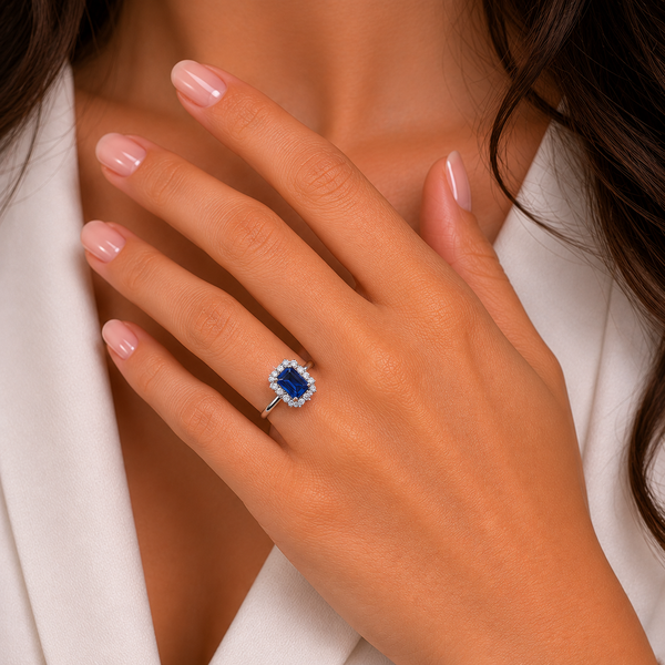 9ct White Gold Emerald Tanzanite Diamond Engagement Ring 1102284 - Cassim & Co South Africa
